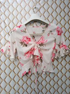 New With Tag Korean Floral Crop Top