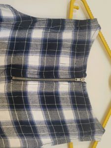 White Grey Checkered Dress