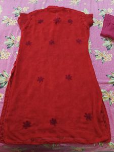 Red Embroidered Kurta
