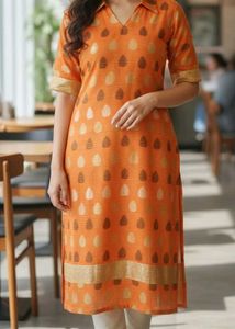 Orange Printed Kurti