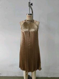 Pleated Gold Dress