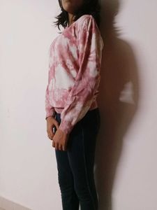 Pink And White Tie&amp;Dye Sweatshirt
