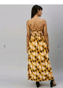 Beautiful Yellow Printed Long Dress..size -L