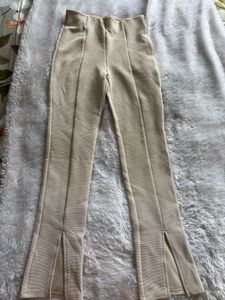 H&M Beige Slit-Hem Pants