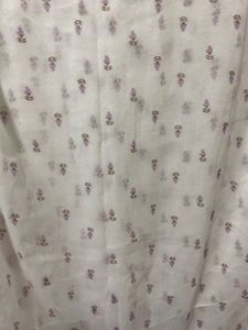 White Dupatta With Lavender Print