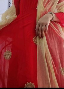 Red Heavy Embroidery Gown  Golden Duptta Xl