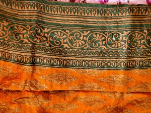 yellow saree with blouse piece fall and pica already done