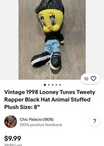 Vintage 1998 Looney Tunes Tweety Rapper Black Hat