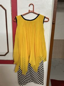 Yellow Chiffon Polka Dot Dress