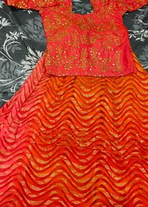 Beautiful Orange And Pink Lehanga Choli