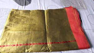 Olive Green Red Saree