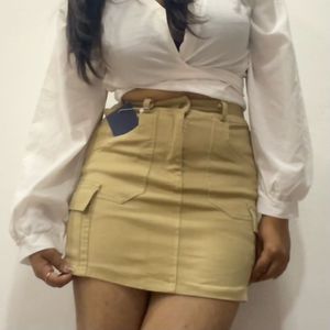 Khaki Mini Skirt with Built in safety shorts