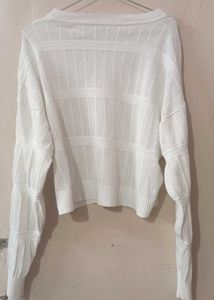 White Knit Cropped Sweater