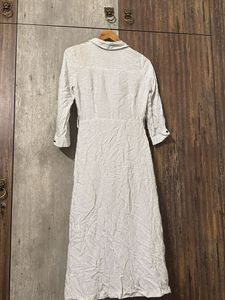 Zara White Striped Button Dress