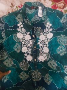Blue Embroidered Top Size XXL
