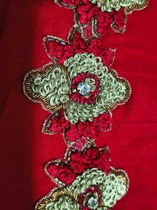 Zari Embroidery Deep Red Ethnic Skirt