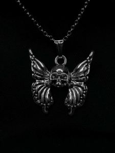 Skull Wing Pendant Necklace
