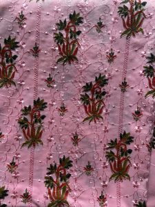 Pink chikan work Embroidered Dress Material
