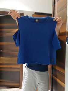 ONLY Blue Cold Shoulder Top