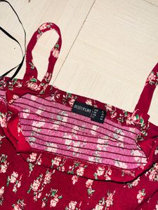 Elegant Burgundy Floral High-Low Party Dress