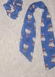 Hello Kitty Print Scrunchie And Ribbon