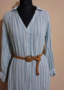 Striped Shirtdress with Belt