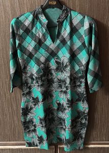 Floral & Geometric Print Top