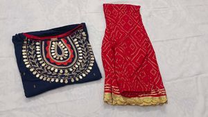Navy Blue Kurta With Sharara Set