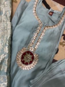 Elegant Grey Embroidered Kurta Set