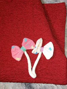 Red Textured Tee with Bow Detail