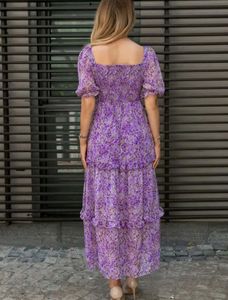 Purple Floral Print Maxi Dress