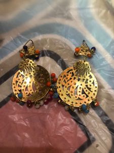 Gorgeous gold Earrings With Colourful Accents
