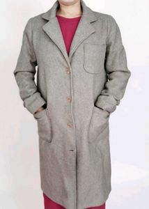 Elegant Grey Wool long Coat