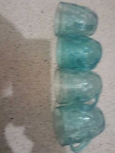 Blue Tinted Glass Mugs - Set of 4