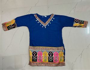 Boho Blue Print Tunic Top