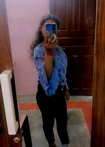 Off Shoulder Blue Top &amp; Skinny Black Jeans Set