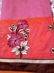 Trendy Floral Embroidery Saree