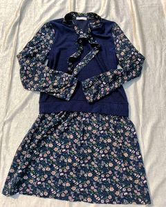 Floral Print Dress with Tie Neck