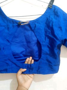 Light Green Saree With Blue Blouse