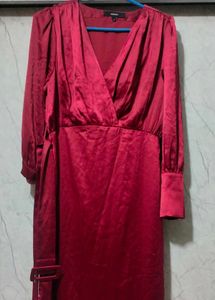 Wrap-Style Sheath Dress with Belt