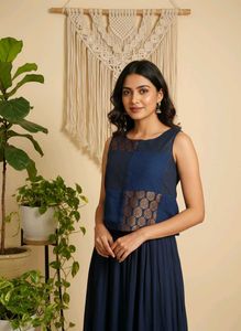 Small/ Medium Size Stylish Navy Blue Crop Top