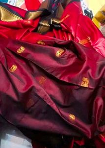 Beautiful Red Saree WithBlouse Fabric