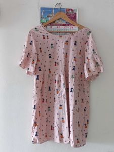 Pink Print Mini Dress