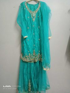 Teal Embroidered Kurta Set
