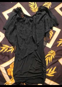 Black Off-Shoulder Ruched Mini Dress