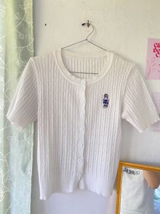 Cute White Cardigan Top