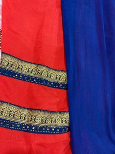 Elegant Dark Peach Saree With Stitched Blouse