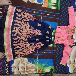 Lehenga Choli In Colour Pink And Blue. Beads