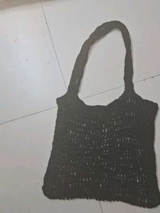 Black Crochet Tote Bag