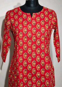 Red Floral Print Kurti Tunic